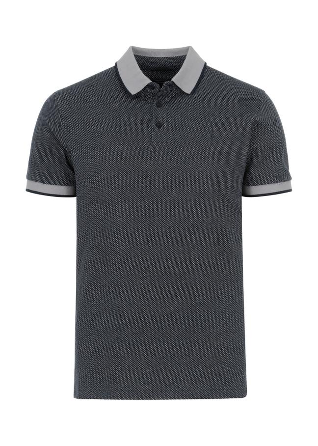 Szara koszulka polo w kropki