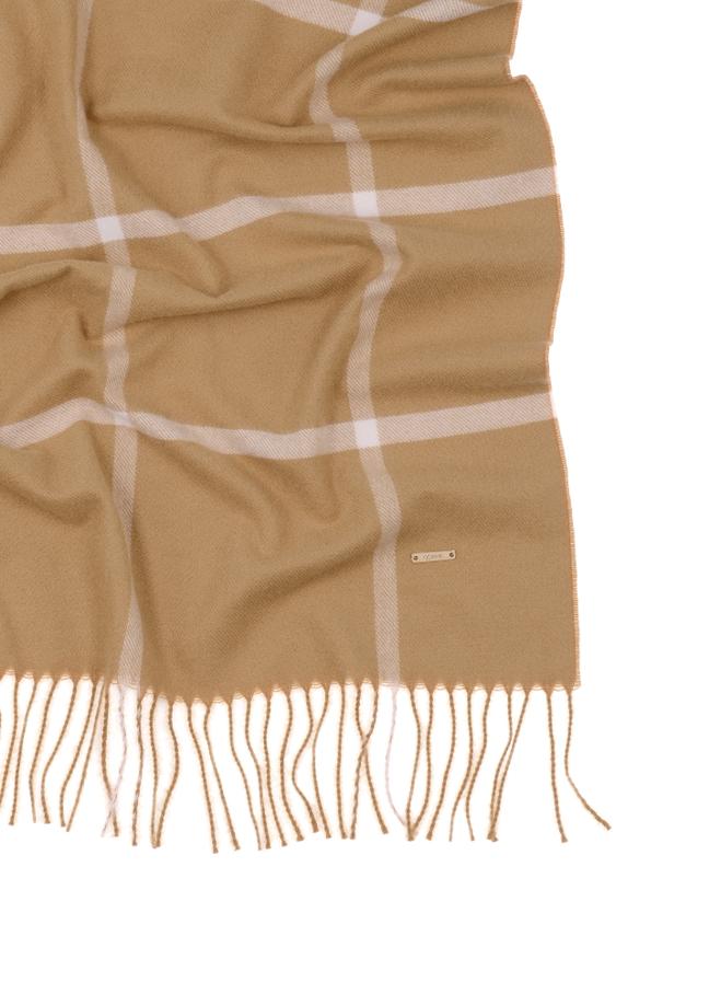 Duży szalik damski w kolorze camel