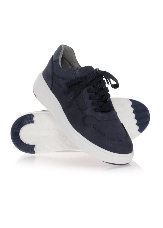 Granatowe skórzane sneakersy męskie