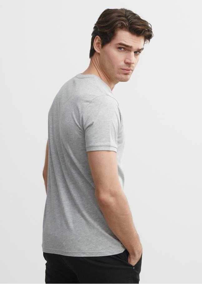 Granatowy basic T-shirt męski z logo