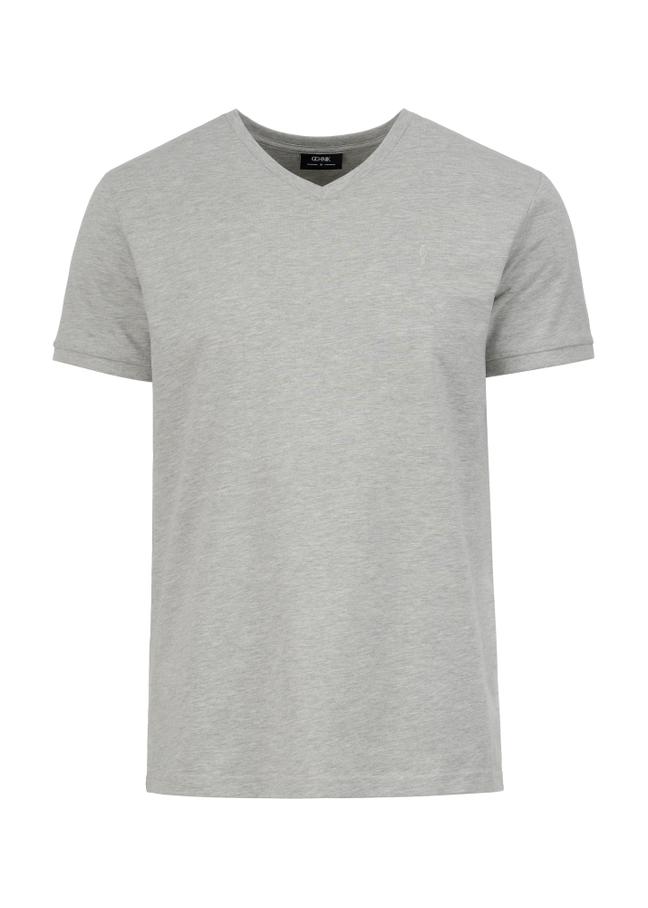 Granatowy basic T-shirt męski z logo