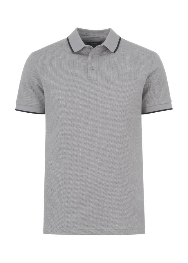 Szara koszulka polo w kropki