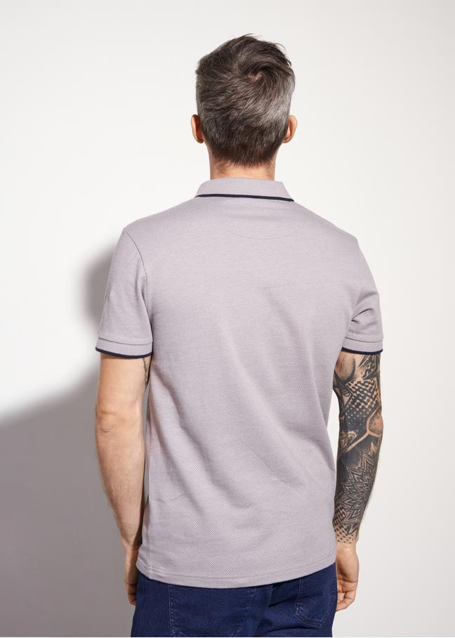 Szara koszulka polo w kropki