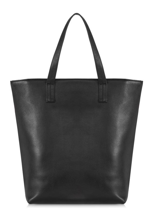Czarna skórzana torebka shopper